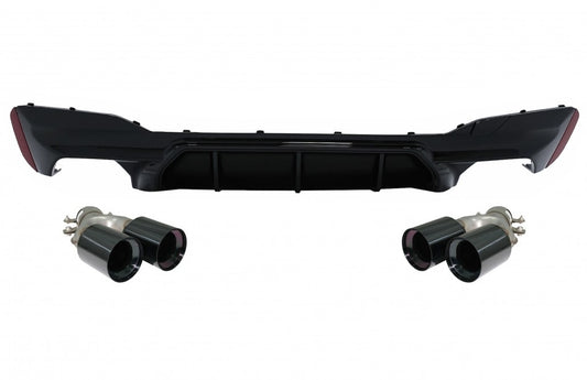 Rear Diffuser M5 Style Piano Black with Black Exhaust Tips for BMW 5 Series G30 G31 (2017–2020) M-Tech