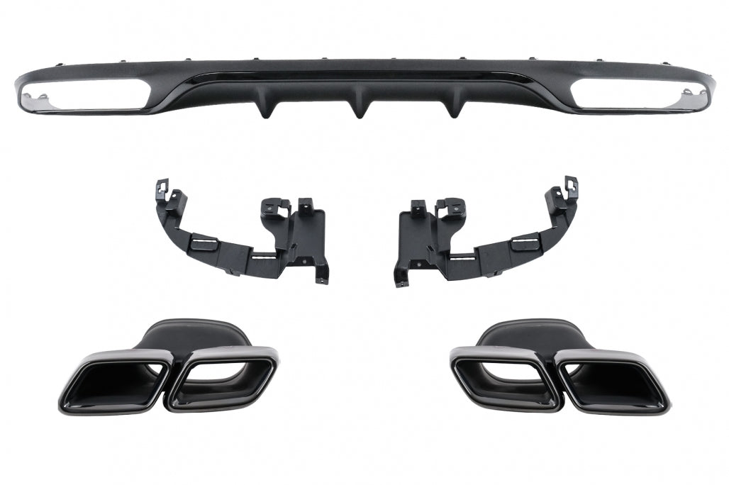 Rear Diffuser with Black Exhaust Tips E63 Design for Mercedes E-Class W213 S213 Standard (2016–2020)