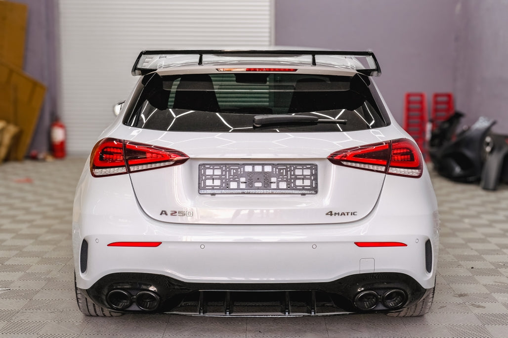 Rear Diffuser with Black Exhaust Tips and Mirror Covers for Mercedes A-Class W177 Hatchback (2018–2022)