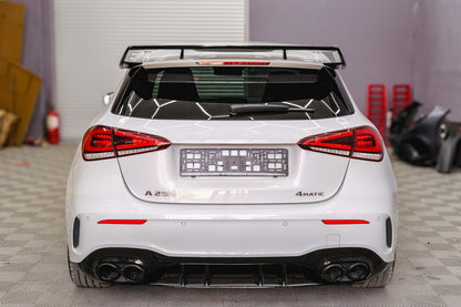Rear Diffuser with Black Exhaust Tips and Mirror Covers for Mercedes A-Class W177 Hatchback (2018–2022)