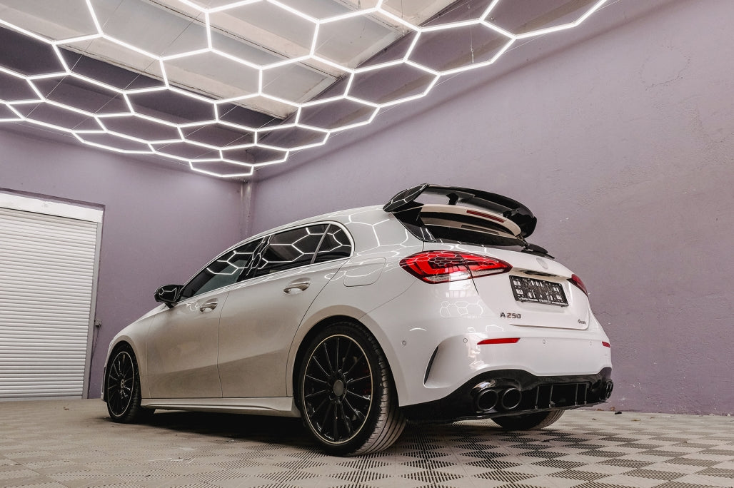 Rear Diffuser with Black Exhaust Tips and Mirror Covers for Mercedes A-Class W177 Hatchback (2018–2022)