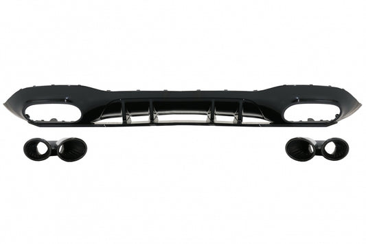 Rear Diffuser with Black Exhaust Tips and Mirror Covers for Mercedes A-Class W177 Hatchback (2018–2022)