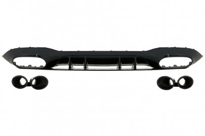 Rear Diffuser with Black Exhaust Tips for Mercedes A-Class V177 Sedan (2018–Up)