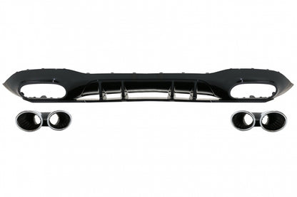 Rear Diffuser with Chrome Exhaust Tips and Mirror Covers for Mercedes A-Class W177 Hatchback (2018–2022)