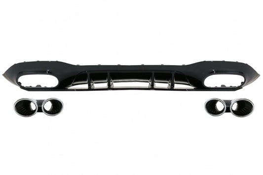 Rear Diffuser with Chrome Exhaust Tips and Mirror Covers for Mercedes A-Class W177 Hatchback (2018–2022)