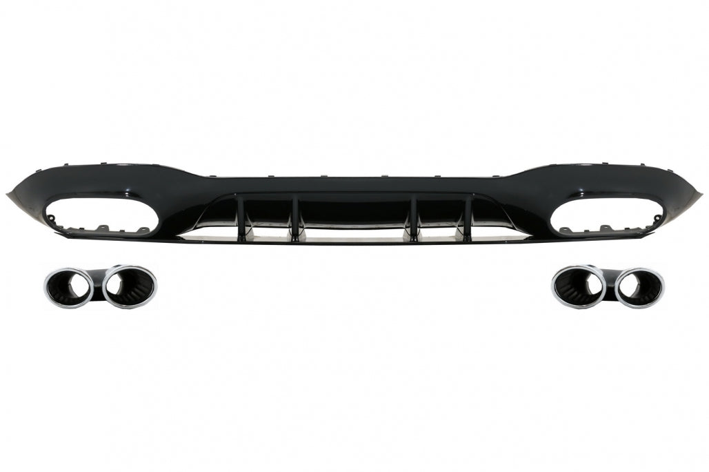 Rear Diffuser with Chrome Exhaust Tips for Mercedes A-Class V177 Sedan (2018–Up)