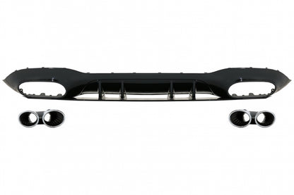 Rear Diffuser with Chrome Exhaust Tips for Mercedes A-Class V177 Sedan (2018–Up)