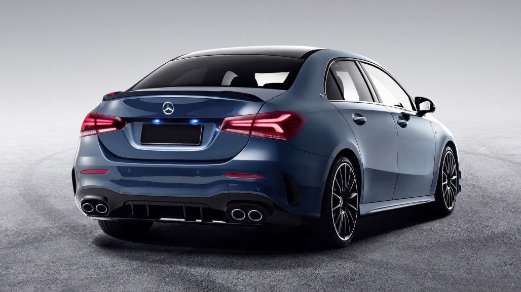 Rear Diffuser with Chrome Exhaust Tips for Mercedes A-Class V177 Sedan (2018–Up)