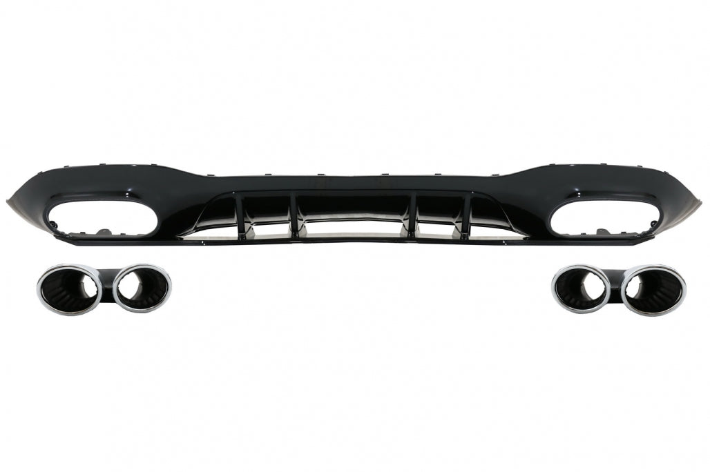 Rear Diffuser with Chrome Exhaust Tips for Mercedes A-Class W177 Hatchback (2018–Up)