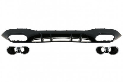 Rear Diffuser with Chrome Exhaust Tips for Mercedes A-Class W177 Hatchback (2018–Up)