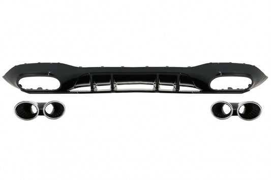 Rear Diffuser with Chrome Exhaust Tips for Mercedes A-Class W177 Hatchback (2018–Up)