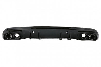 Rear Diffuser with Exhaust Tips and Trunk Spoiler Piano Black for Mercedes C-Class W205 Sedan AMG Line (2014–2020)