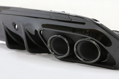 Rear Diffuser with Exhaust Tips and Trunk Spoiler Piano Black for Mercedes C-Class W205 Sedan AMG Line (2014–2020)