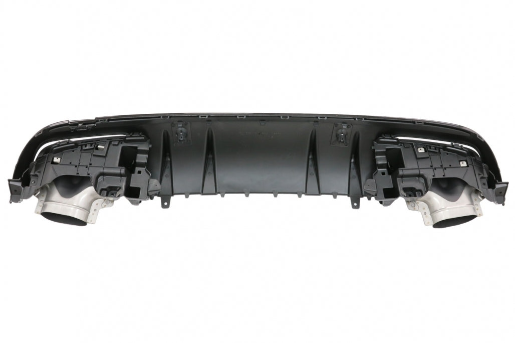 Rear Diffuser with Exhaust Tips and Trunk Spoiler Piano Black for Mercedes C-Class W205 Sedan AMG Line (2014–2020)