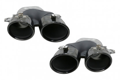 Rear Diffuser with Exhaust Tips and Trunk Spoiler Piano Black for Mercedes C-Class W205 Sedan AMG Line (2014–2020)