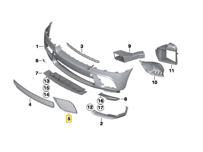 Right Grille Matte Black for BMW X6 E71 Front M Bumper (2008-2014)
