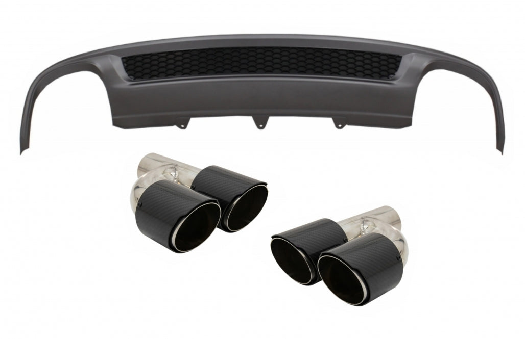 S-Line Design Rear Bumper Air Diffuser with Carbon Fiber Exhaust Tips for Audi A4 B8 Facelift Limousine / Avant (2012–2015) – Standard Bumper