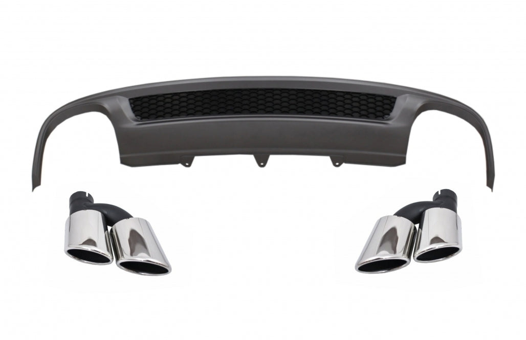 S-Line Design Rear Bumper Diffuser with Exhaust Tips for Audi A4 B8 Facelift Limousine / Avant (2012–2015) – Standard Bumper