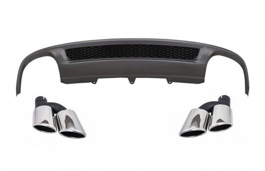 S-Line Design Rear Bumper Diffuser with Exhaust Tips for Audi A4 B8 Facelift Limousine / Avant (2012–2015) – Standard Bumper