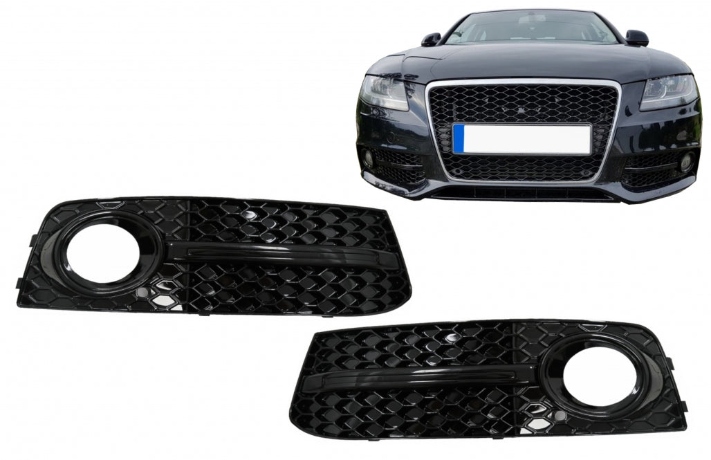 S4 Design Fog Lamp Covers Black Edition for Audi A4 B8 (2007–2011)