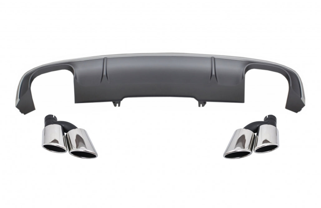S4 Design Rear Bumper Diffuser with Exhaust Tips for Audi A4 B9 8W Sedan / Avant (2016–2018) – S-Line