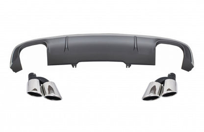 S4 Design Rear Bumper Diffuser with Exhaust Tips for Audi A4 B9 8W Sedan / Avant (2016–2018) – S-Line