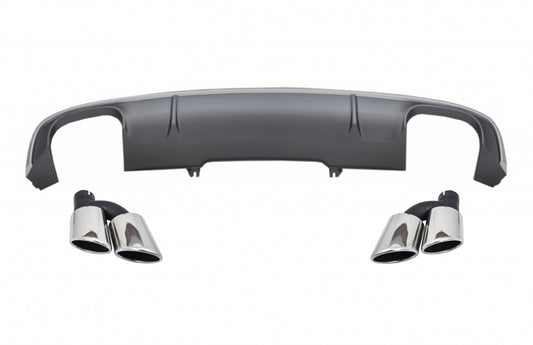 S4 Design Rear Bumper Diffuser with Exhaust Tips for Audi A4 B9 8W Sedan / Avant (2016–2018) – S-Line