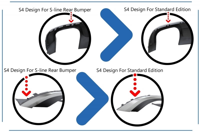 S4 Design Rear Bumper Diffuser with Exhaust Tips for Audi A4 B9 8W Sedan / Avant (2016–2018) – S-Line
