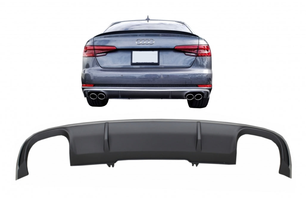 S4 Design Rear Bumper Valance Diffuser Grey for Audi A4 B9 8W Sedan / Avant (2016–2018)
