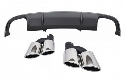 S4 Design Rear Bumper Valance Diffuser with Exhaust Tips for Audi A4 B9 8W Sedan / Avant (2016–2018) – Standard Bumper