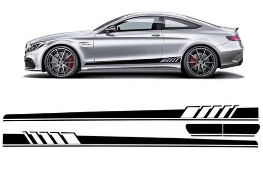 Side Decals C63 Design Matte Black for Mercedes C-Class C205 A205 (2014–Up)