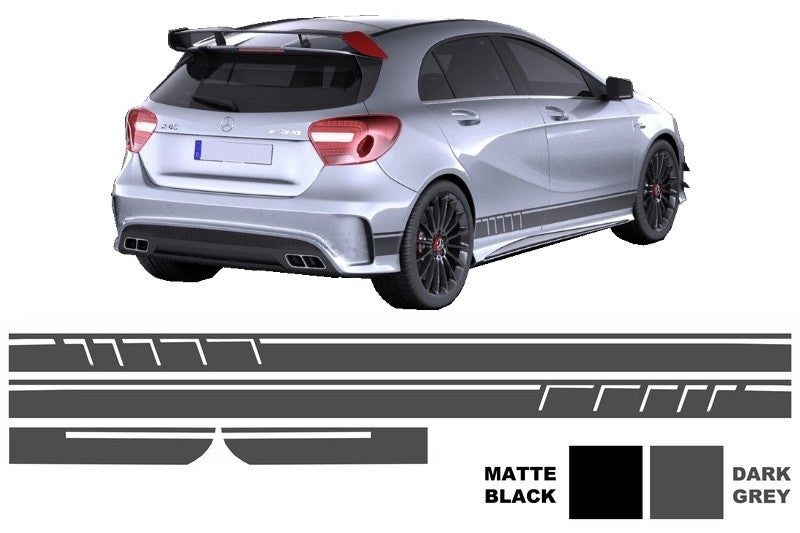 Side Decals Vinyl 45 Design Dark Grey for Mercedes CLA W117 C117 X117 A-Class W176