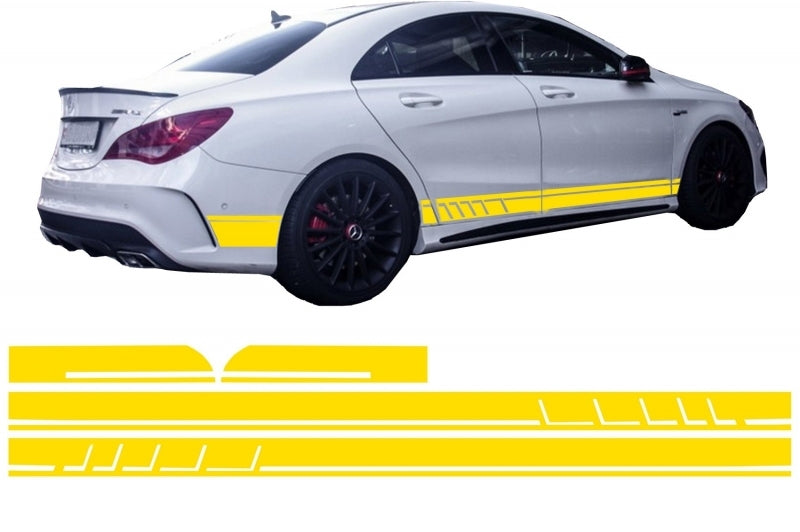 Side Decals Vinyl 45 Design Matte Yellow for Mercedes CLA W117 X117 A-Class W176
