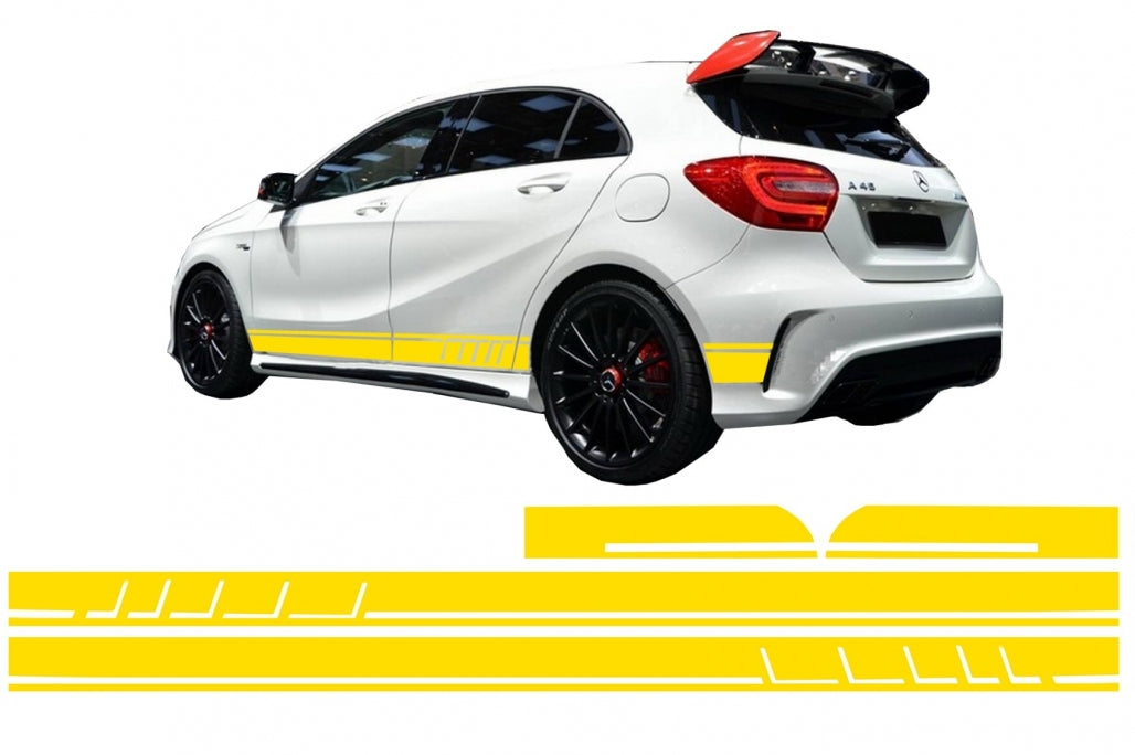 Side Decals Vinyl 45 Design Matte Yellow for Mercedes CLA W117 X117 A-Class W176