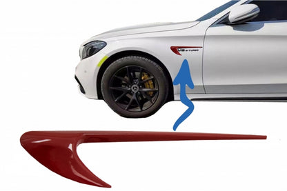 Side Fender Vents Trim Wings Red for Mercedes C-Class W205 S205 and E-Class W213 S213