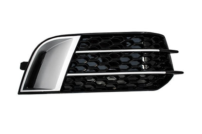 Side Grilles Fog Lamp Covers compatible with Audi A1 8X (2010-2015) RS1 Design Black with Brushed Aluminum Insertions