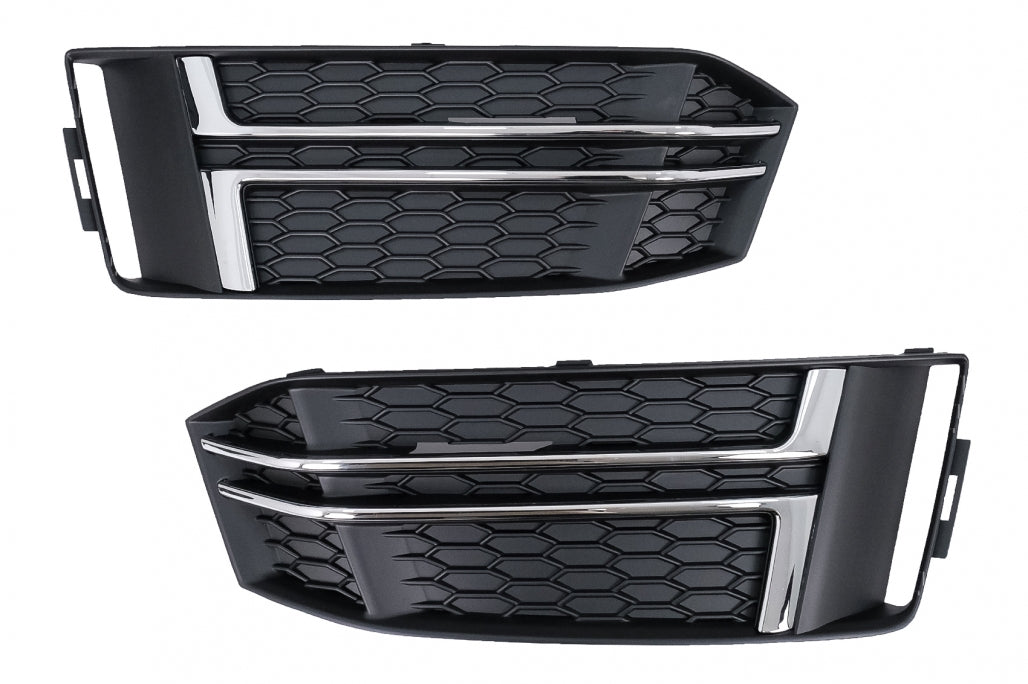 Silver Edition Side Grilles / Lower Bumper Grille Covers for Audi A4 B9 Sedan / Avant S-Line (2016–2018)