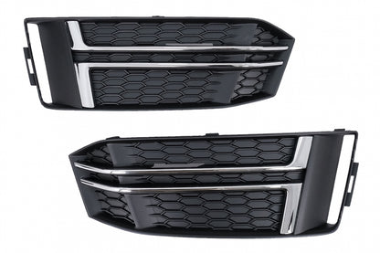 Silver Edition Side Grilles / Lower Bumper Grille Covers for Audi A4 B9 Sedan / Avant S-Line (2016–2018)