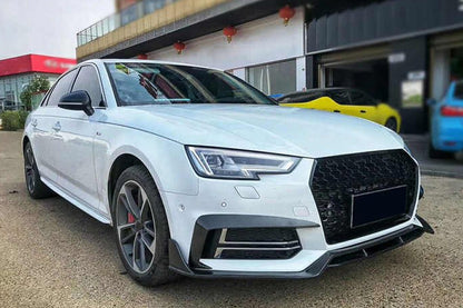 Silver Edition Side Grilles / Lower Bumper Grille Covers for Audi A4 B9 Sedan / Avant S-Line (2016–2018)