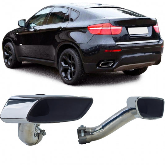 Square Exhaust Tailpipes M50 Look Stainless Steel for BMW X6 E71 30d 40d (2008-2014)