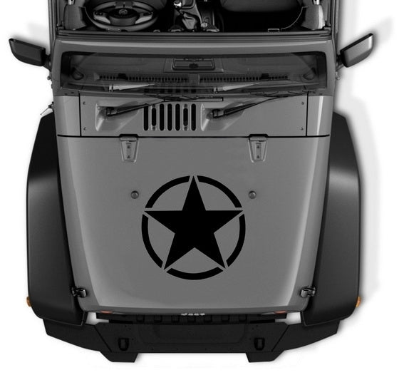 Star Decal Sticker Black Universal for Jeep Wrangler JK and Other Vehicles