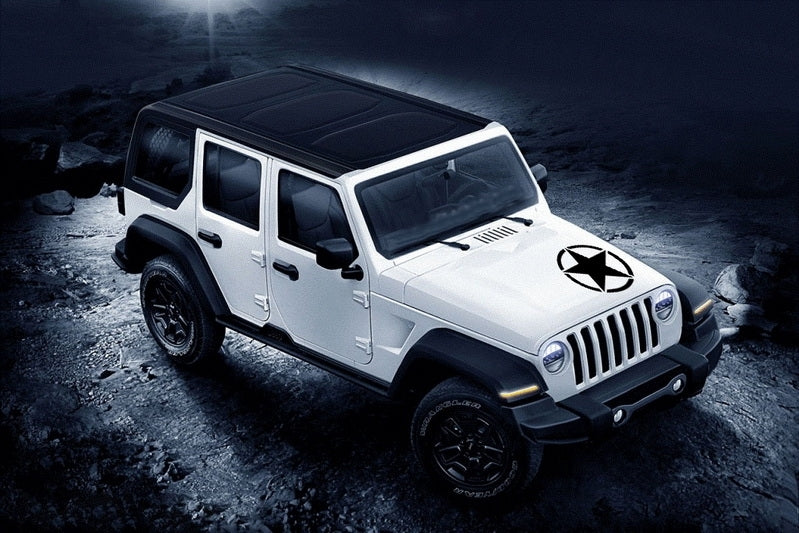 Star Decal Sticker Black Universal for Jeep Wrangler JK and Other Vehicles