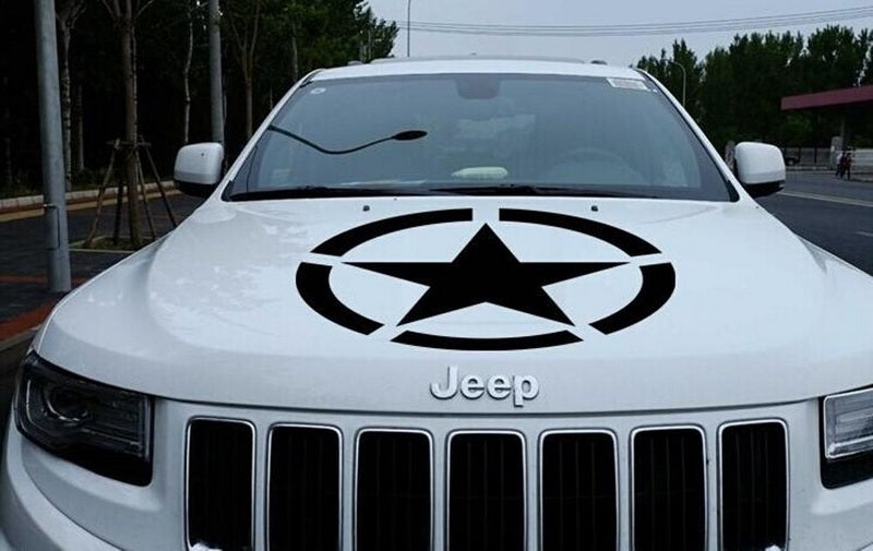 Star Decal Sticker Black Universal for Jeep Wrangler JK and Other Vehicles