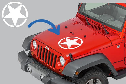 Star Decal Sticker White Universal for Jeep Wrangler JK and Other Vehicles