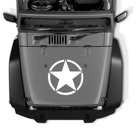 Star Decal Sticker White Universal for Jeep Wrangler JK and Other Vehicles