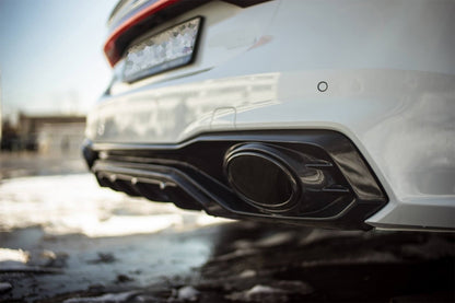 Universal carbon fiber exhaust muffler tip with polished finish and 6.2cm inlet, performance upgrade for any vehicle.
