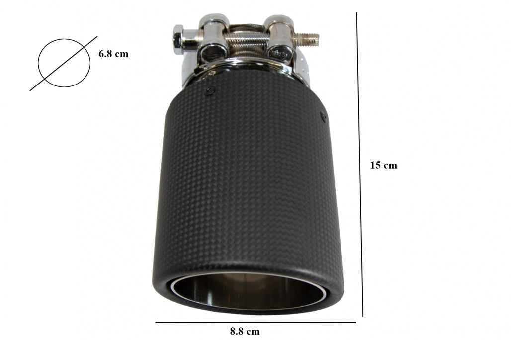 Universal Exhaust Muffler Tip Carbon Fiber Matte Finish 6.8cm Inlet