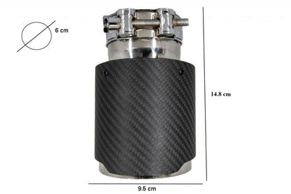 Universal Exhaust Muffler Tip Carbon Fiber Matte Finish 6cm Inlet