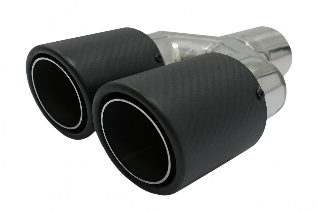 Universal Exhaust Muffler Tip Matte Carbon Fiber 5.8 cm Inlet Left Side