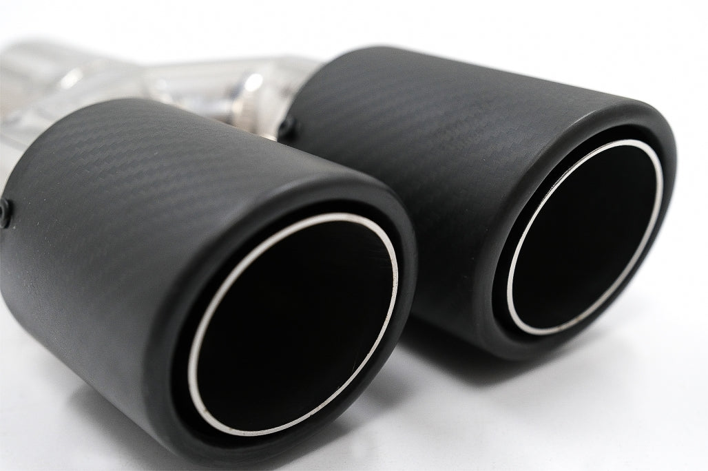 Universal Exhaust Muffler Tip Matte Carbon Fiber 5.8 cm Inlet Left Side